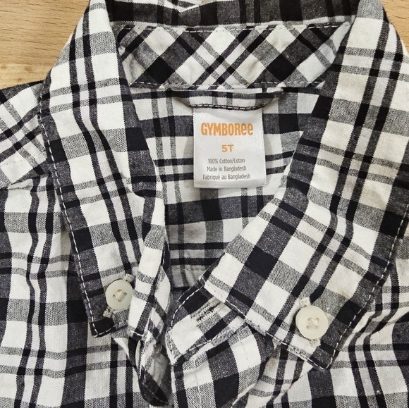 Gymboree Boys Button Down Shirt Black and White Size 5T - Picture 3 of 3